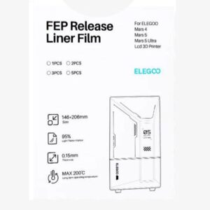 فیلم فب FEP پرینتر سه بعدی رزینی برند Elegoo (Mars) سایز A5